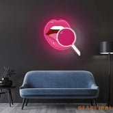 Pink lip Neon Sign x Acrylic Artwork